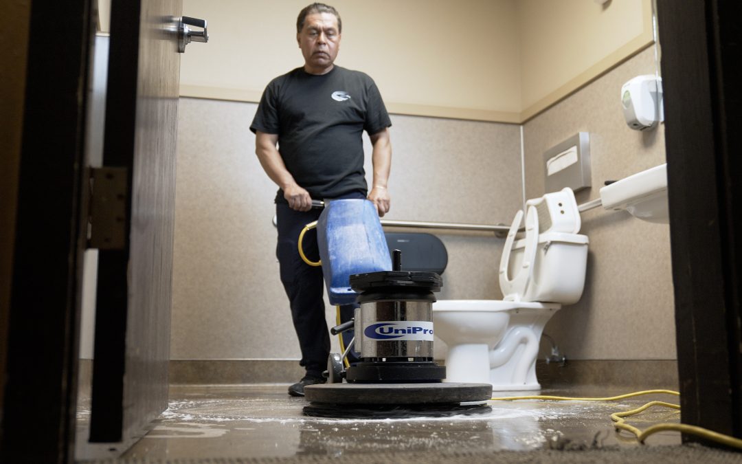 hard floor celaning in bathroom